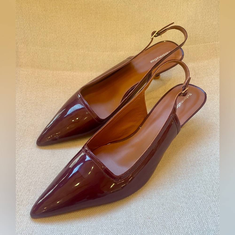 Reformation Walker Slingback Heel in Wine Patent